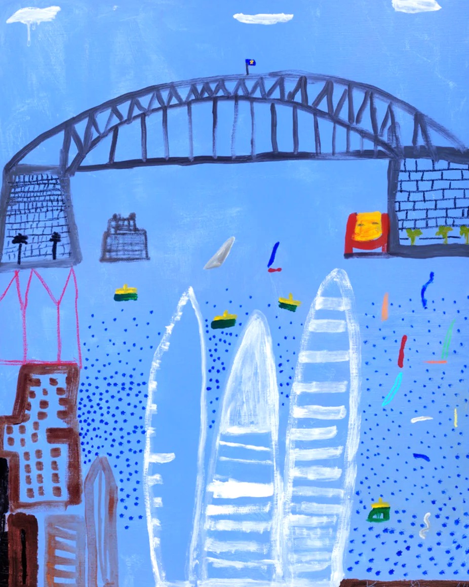 ケン・ドーンの絵画作品　タイトルは、Sydney new flag